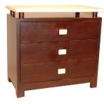 Mahogany – Wenge Color 3 Drawer Chest Top and Handles in Matte Parchment 32” x 18” x 28”H Available Custom Sizes & Finishes <A  HREF="http://www.imambience.com/F400A_Mahogany_Chest.pdf"><b>Click here</b> </A>to view and download tearsheet.