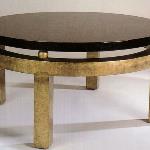 F480 Cocktail Table
Satin Finish Wood with Antique Gold Leaf Trim
36” Diameter x 18” High
Available in Custom Sizes & Finishes
<A  HREF="http://www.imambience.com/F480_Cocktail_Table.pdf"><b>Click here</b> </A>to view and download tearsheet.