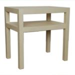 The Mitchell Two-Tiered Parsons Table Covered in Lacquered Linen.
Size: 28" Wide x 20" Deep x 28” High
Custom Sizes and Finishes Available
<A  HREF="http://www.imambience.com/Mitchell_Table_TearSheet.pdf"><b>Click here</b> </A>to view and download tearsheet.