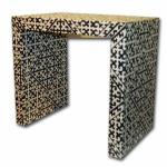 Janet End Table, available in C.O.M.
Size: 26 Wide x 16 Deep x 24" High.  
Custom Sizes and Finishes Available
<A  HREF="http://www.imambience.com/JanetEndTable_TearSheet.pdf"><b>Click here</b> </A>to view and download tearsheet.